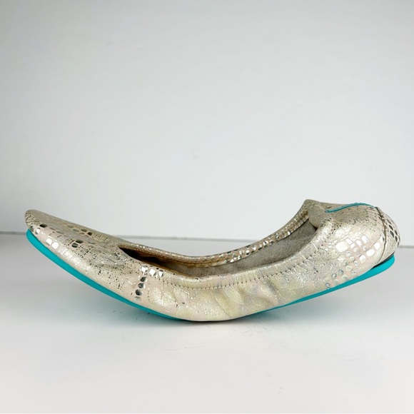 Tieks Romantic Blush Leather Ballet Flats Rose Gold Snakeskin Shiny Metallic 6 - Picture 7 of 12